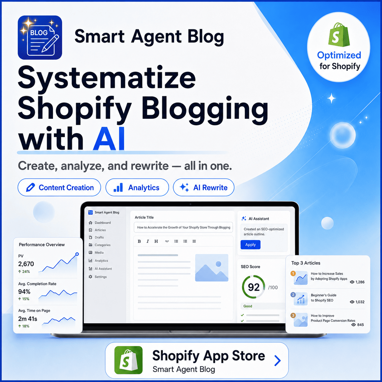 Smart Agent Blog | Systematize Shopify blog operations with AI.